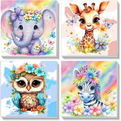 Xackcme elephant paint by number with wooden frame for kid-friendly wall decor