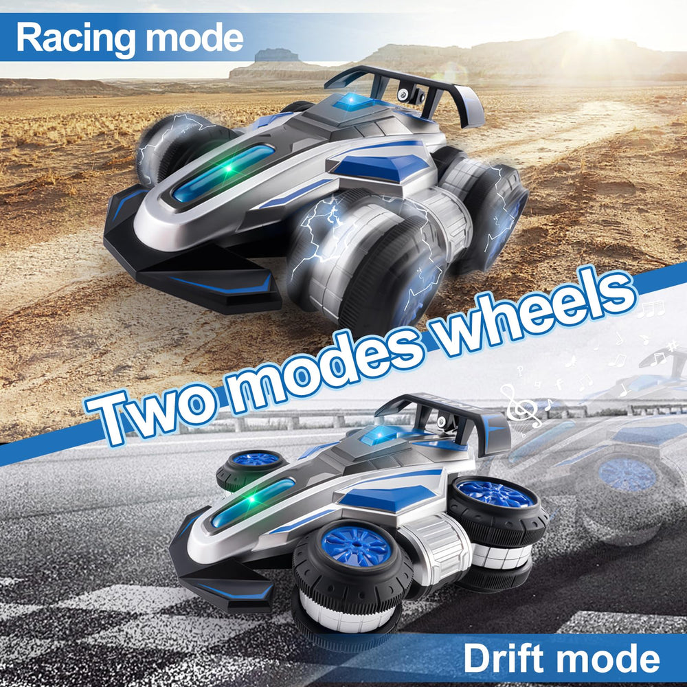 XAMIMM upright-walking RC car action highlighting 360° tricks