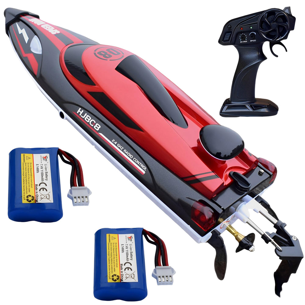 XDJXWJN 14-inch RC boat front view shows speed-ready profile for water play