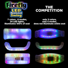 XDP Recreation Firefly LED swing seat 24 LEDs create dynamic color effects.
