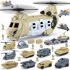 XDUOYJOY military helicopter toy set with transport helicopter for imaginative play and coordination