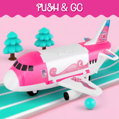 XDUOYJOY pink airplane playset forward motion and slide for dynamic storytelling.