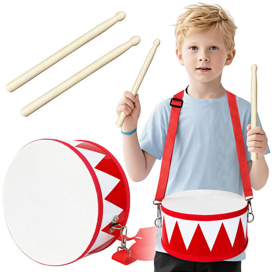 Xeehwb Kids Drum Set: 8in wooden red drum viewed for playtime appeal