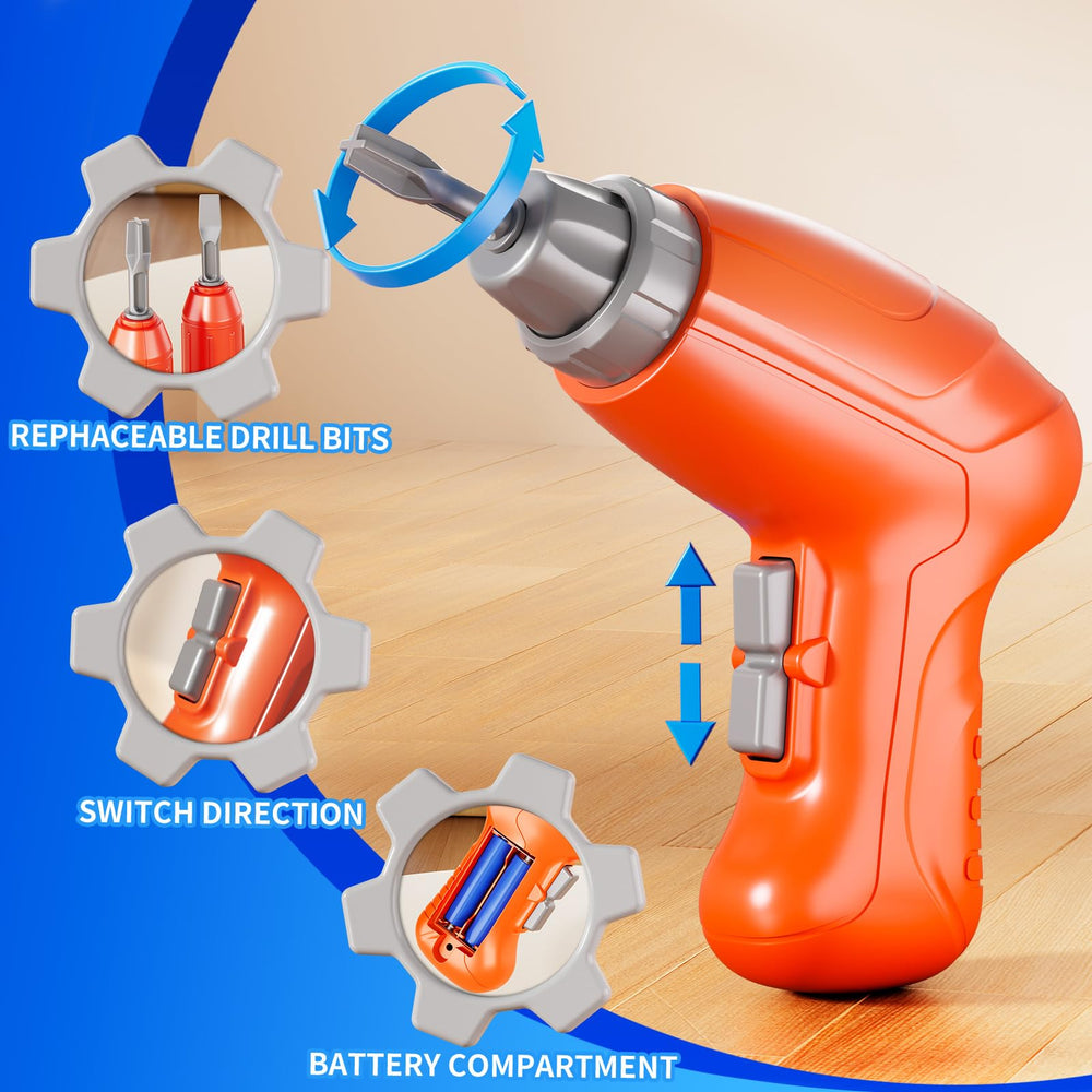 Xelabrion Kids Tool Bench Set screw and nut assortment for hands-on assembly.