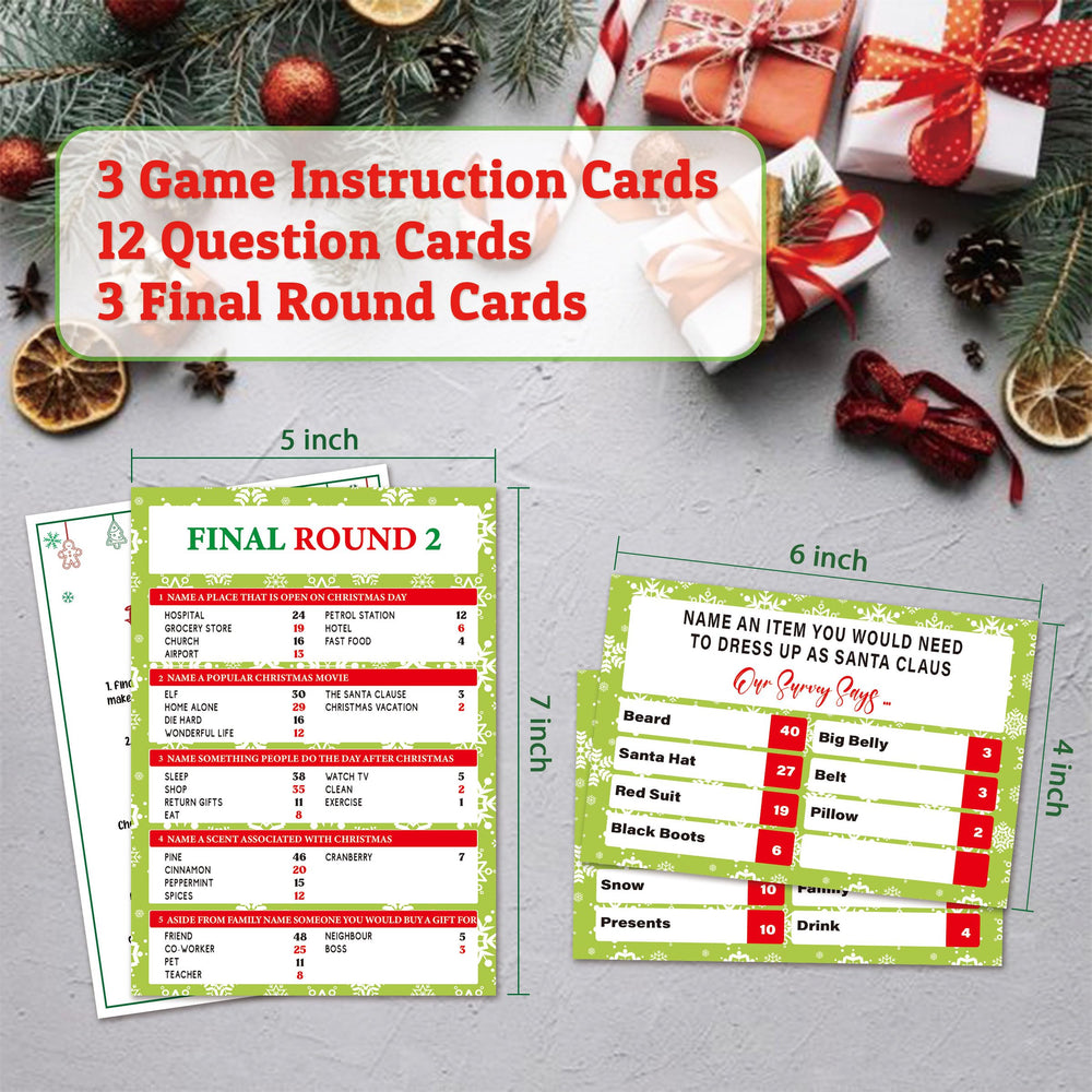 Xenseou Christmas Feud Game cards spread for quick rounds and lively questions.