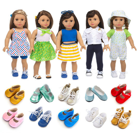 xfe-yue 18-inch doll clothes sets display for creative dress-up play.