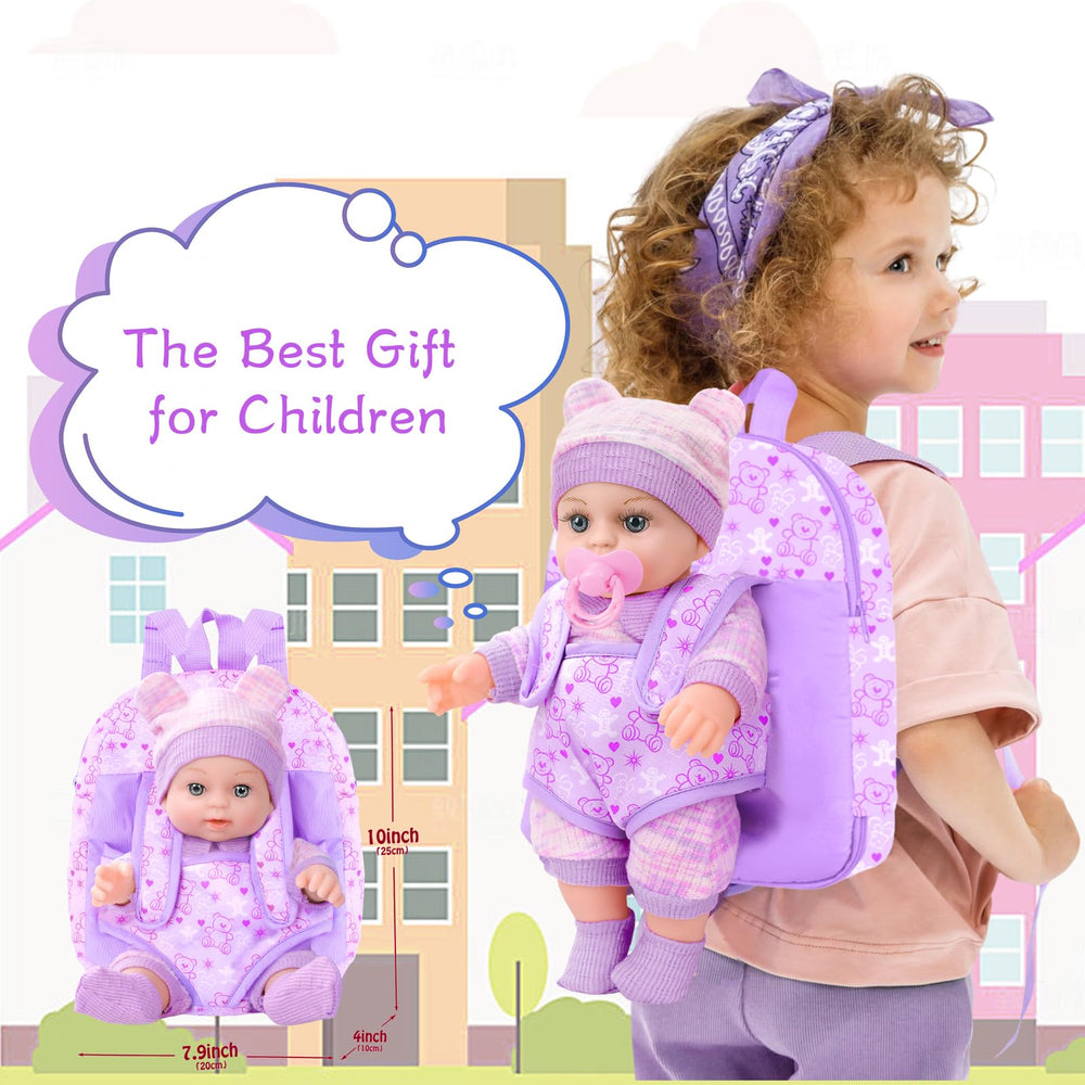 XFEYUE 12inch baby doll lifelike eyes and poseable limbs enhance realism