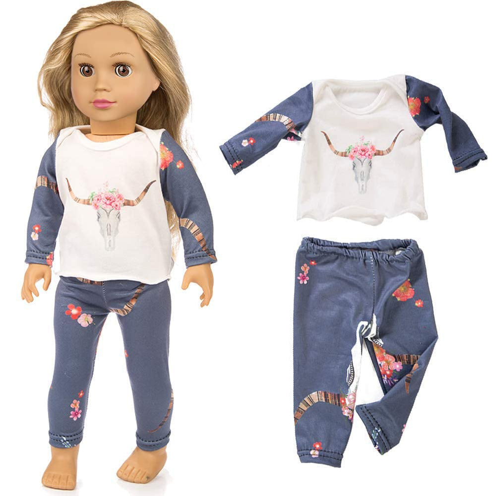 XFEYUE 18-inch doll clothes set packaging display shows the full outfit collection
