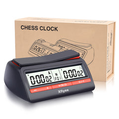 Xflyee Chess Clock front view shows compact portability for travel games.
