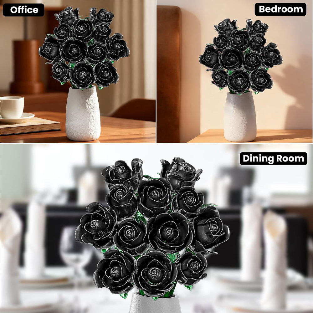 XGSHJ Black Rose Bouquet kit with clear color instructions for easy setup