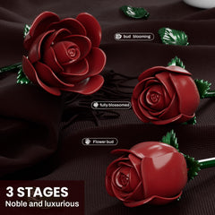 XGSHJ Burgundy Rose Bouquet building set arrives with clear color instructions and gift-ready packaging.