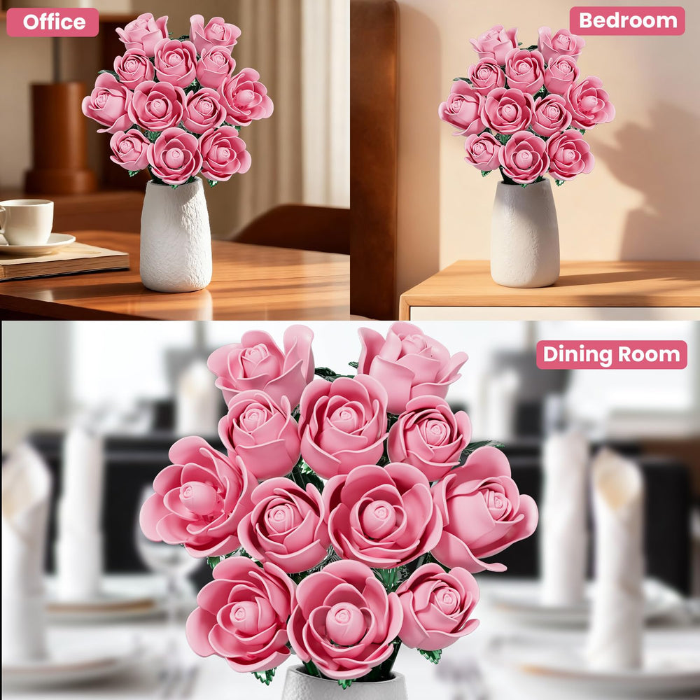 XGSHJ pink rose bouquet made of ABS plastic for durable display