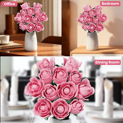 XGSHJ pink rose bouquet made of ABS plastic for durable display