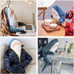 XIAOHONG giant shark plush in car, great travel companion and soft support.