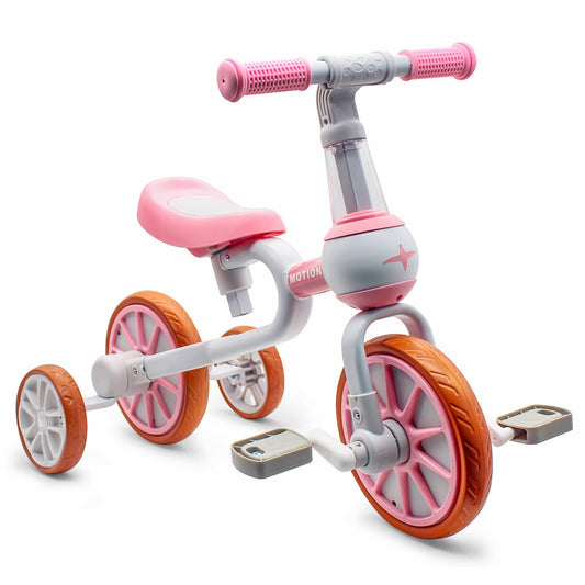 XIAPIA 3 in 1 pink front view bike aiding early balance and outdoor fun