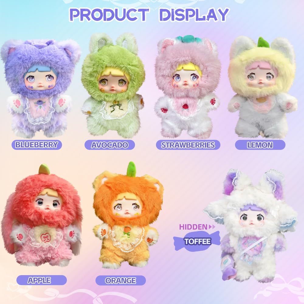 XiDonDon Nommi fruit series doll side view, a charming collectible for shelves.