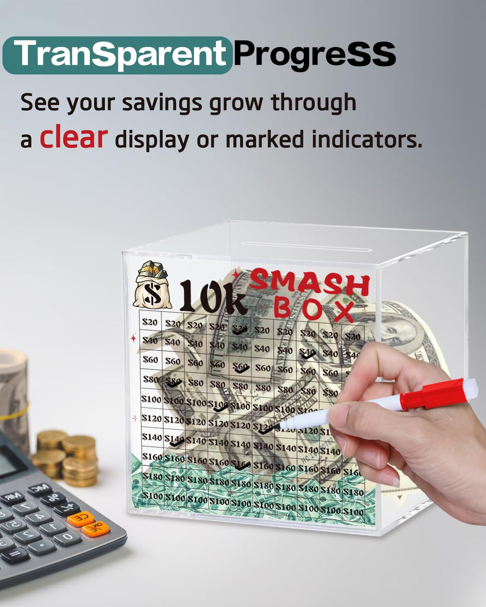 xiheer 10k Smash Box sealed lid keeps funds secure until you celebrate