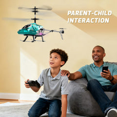 XIKOTEC RC helicopter with safe landing feature for gentle landings.