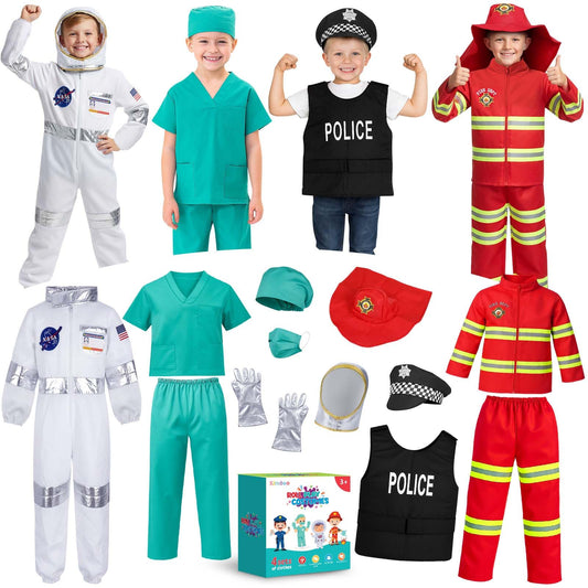Ximoeo 4-in-1 toddler costume pack with four roles for imaginative play