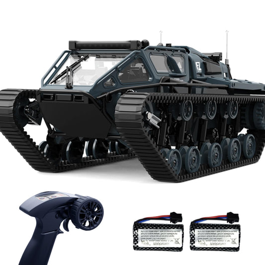 XINGRUI 1:12 RC tank front view showing rugged 4WD chassis for all-terrain play