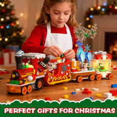 Xingya Youpin Christmas Train with LED light base highlighting holiday illumination