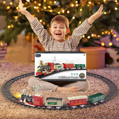 XINGYING electric train oval layout around a 53-inch tree for immersive decor.