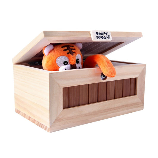XINHOME Don't Touch Useless Box front view with tiger surprise for playful desk moments