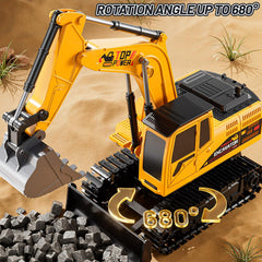 XINNOVEL RC excavator includes two rechargeable batteries for longer adventures.