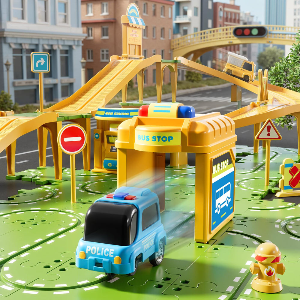 XINNOVEL kids gift puzzle car track for birthdays or holidays.