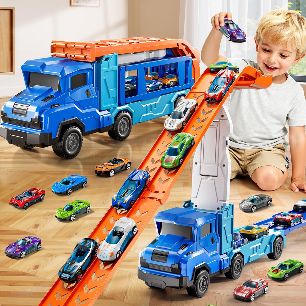 XINNOVEL Transform Transport Truck with fold-out tracks for exciting racing play.