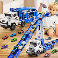 XINNOVEL Transform Transport Truck toy with foldable track for collaborative play.