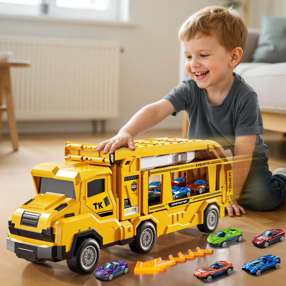 XINNOVEL transport truck doubles as storage for small race cars.