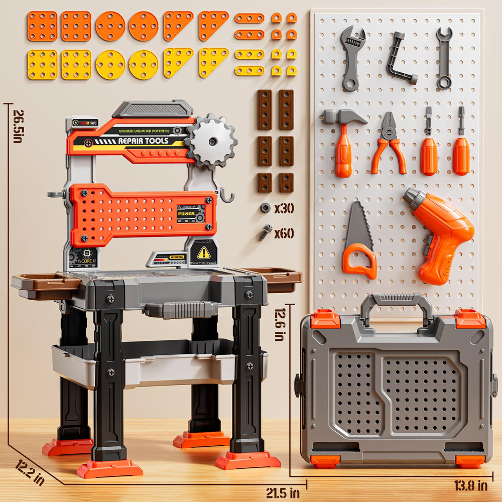 XINNOVEL workbench with realistic drill for immersive pretend play