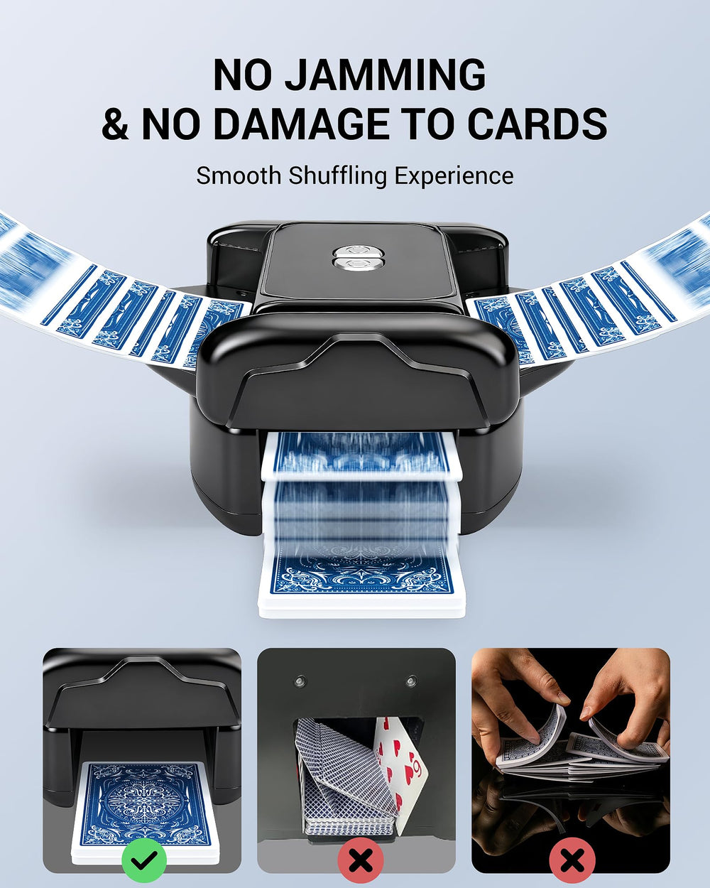 XISZMOG shuffler long battery life with 25k cards per charge