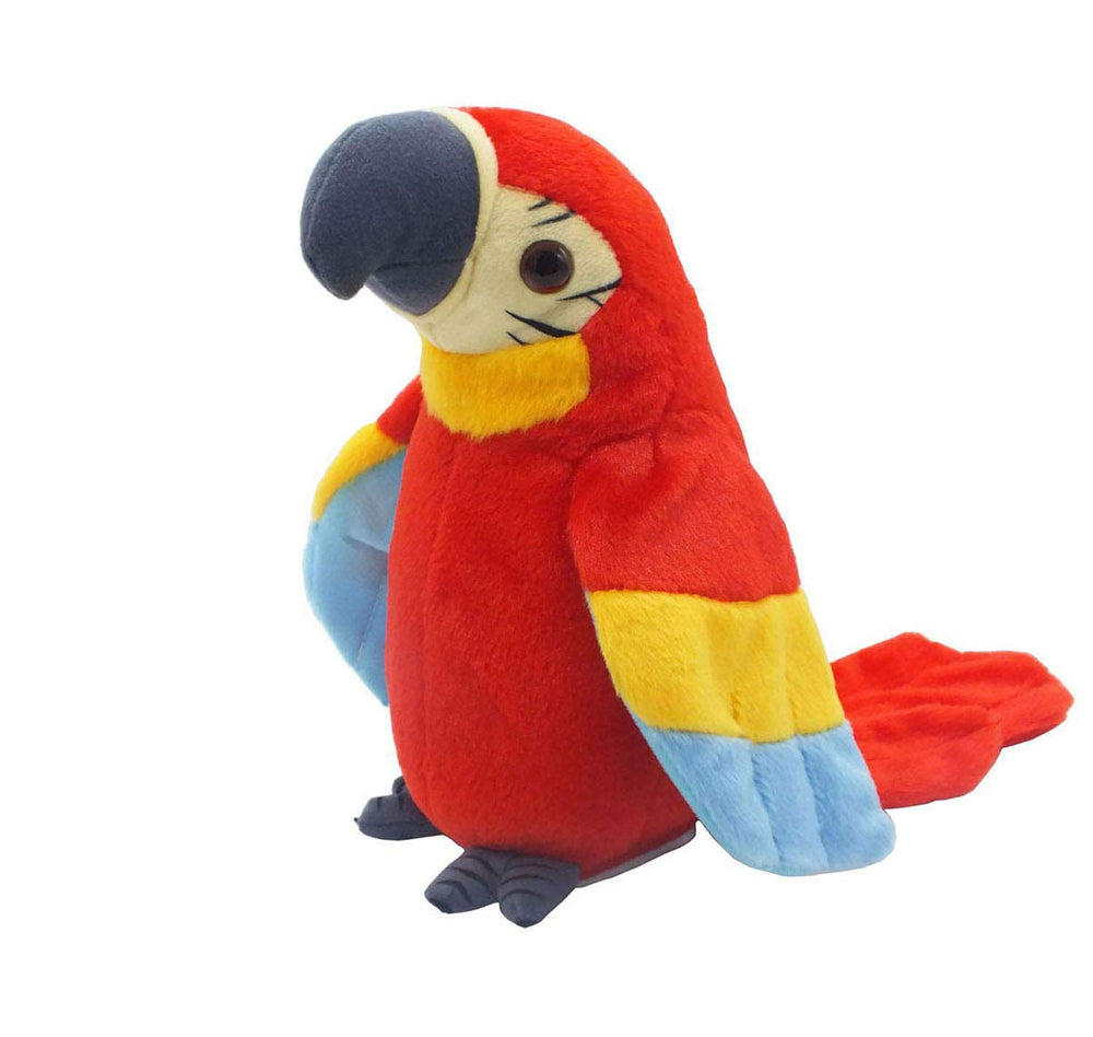 XiuLiFeiFei Mimicry Parrot front view shows soft red plush ideal for kids' play