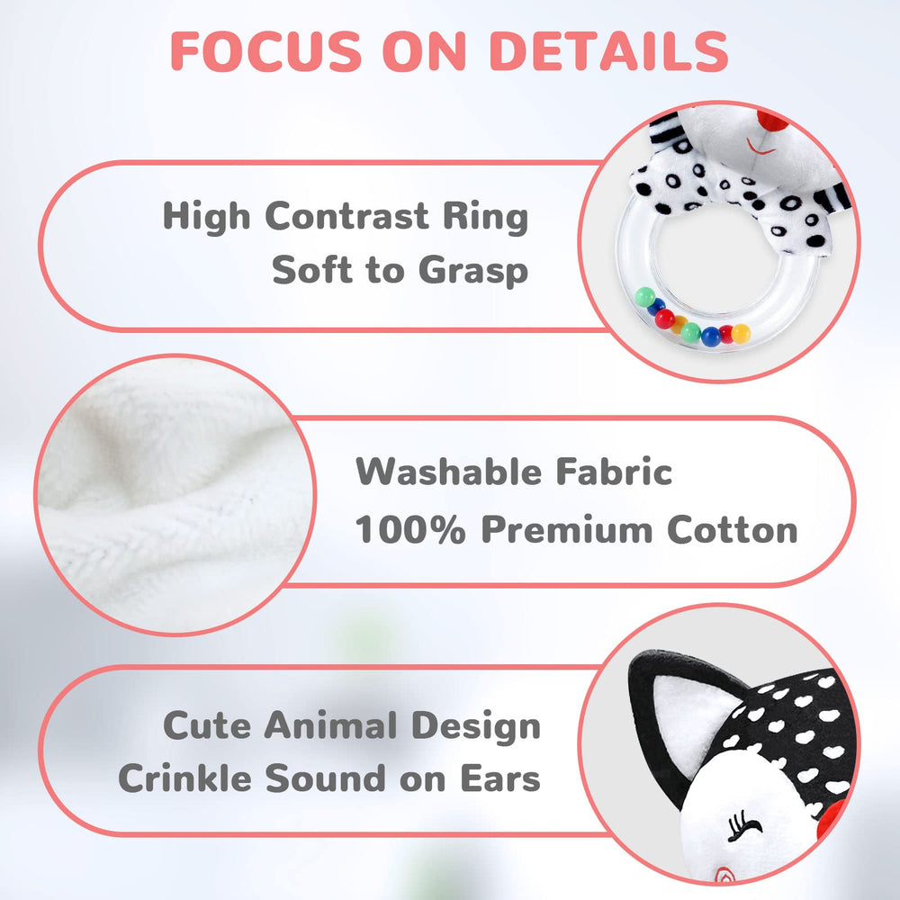 XIXILAND high-contrast plush toy enhances focus during early sensory play.