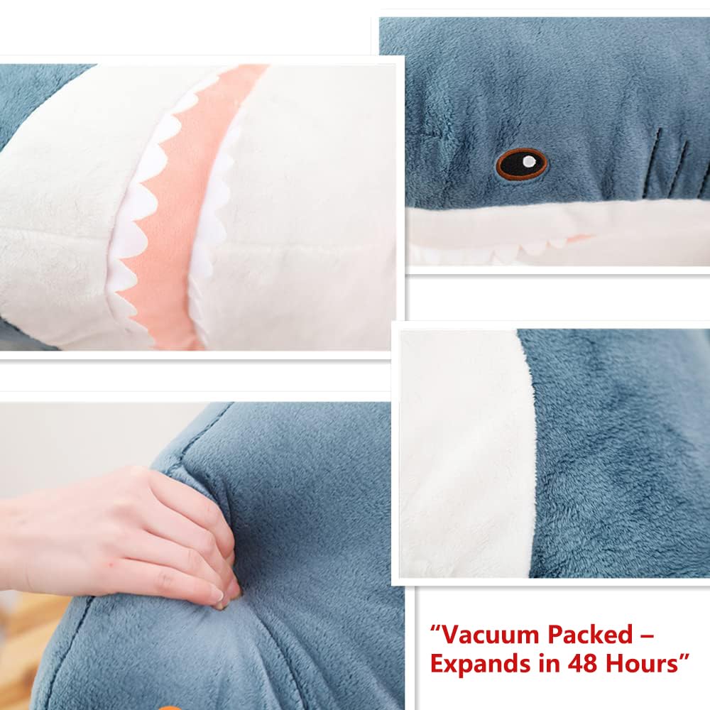XIYUAN shark plush on a sofa for cozy living room.