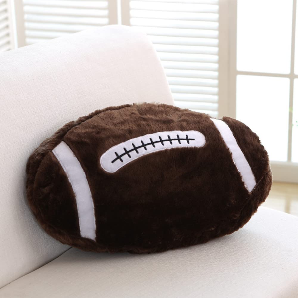 XIZHI 22-inch rugby plush pillow close-up showing soft plush texture.