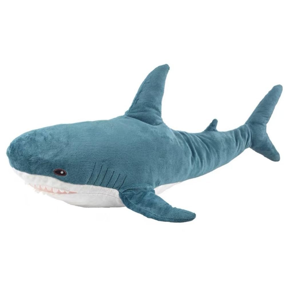 XIZHI giant shark plush front view, cuddly and oversized for cozy lounges.