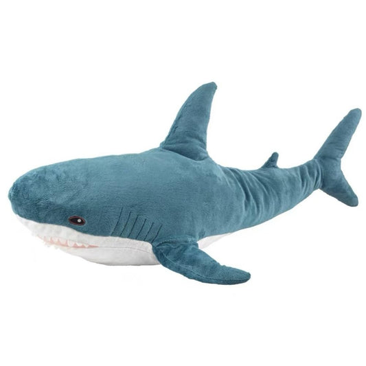 XIZHI giant shark plush front view, cuddly and oversized for cozy lounges.