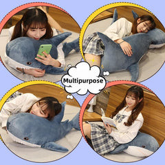XIZHI giant shark plush packaging vacuum indicates safe transit.