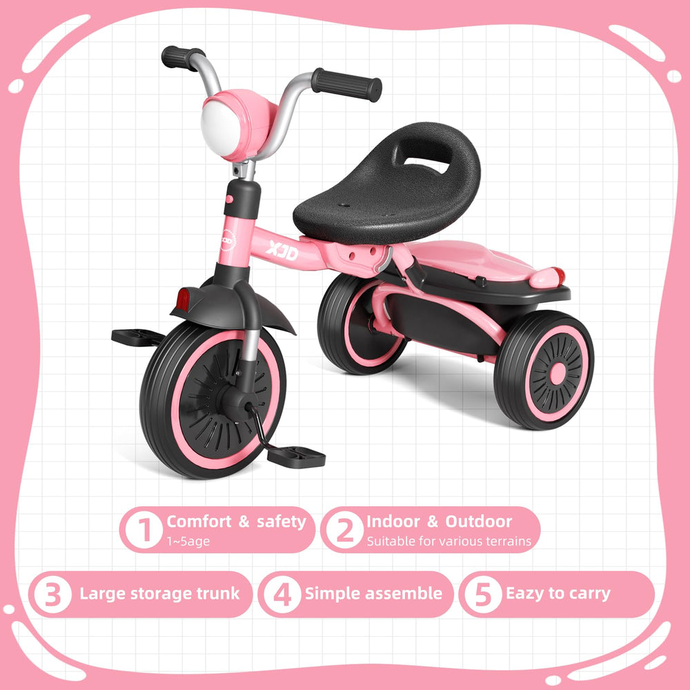 XJD pink gift-ready tricycle for kids