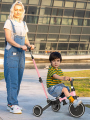 XJD toddler bike compact folded form for convenient storage.