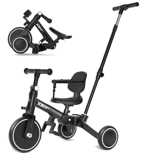 XJD toddler bike with push handle for easy parent guidance and control.