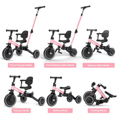 XJD toddler bike with push handle for parent-guided learning.