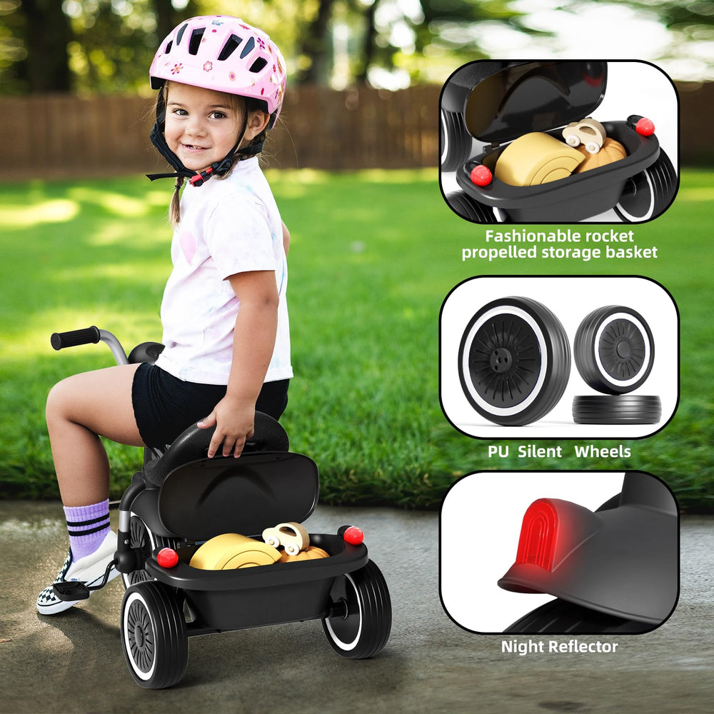 XJD tricycle frame uses high-carbon steel for safety and durability.