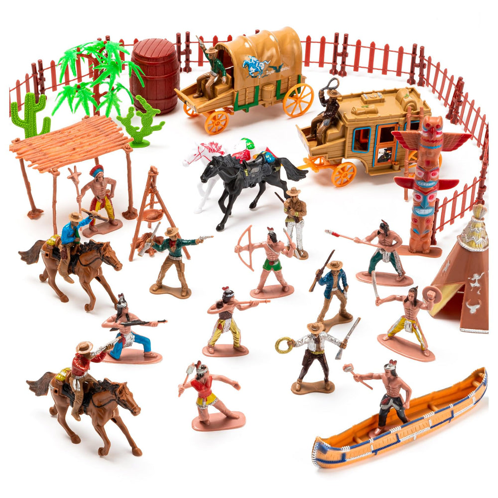 XJWWHZ Native Americans figures set: Indian on horseback ideal for classroom diorama projects