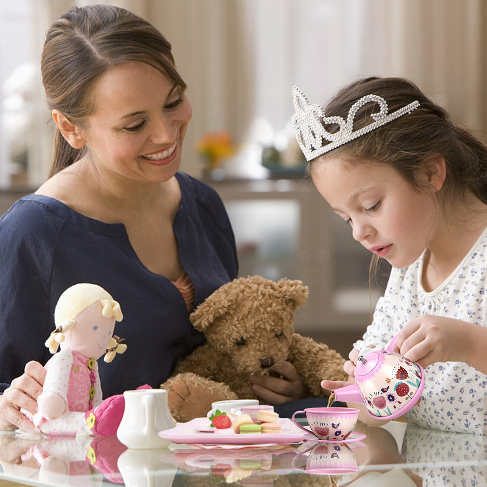 Xlong Pink Tea Set pretend play promotes creativity and social interaction