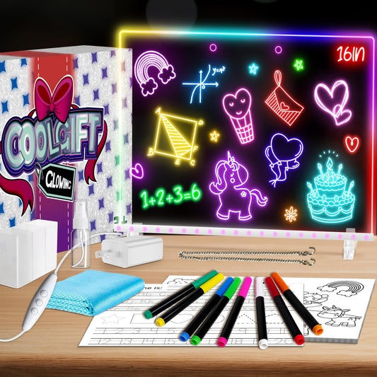 XoBathti 16in LED drawing board glows brightly for kid-friendly art displays