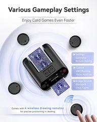 XPAW automatic card dealer open card compartment showing quick deck access.